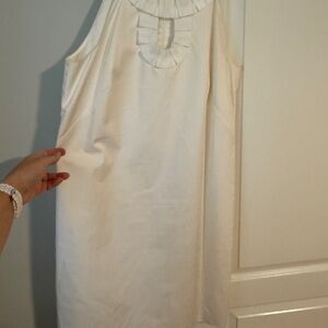 LOFT Ivory Textured Sleeveless Dress